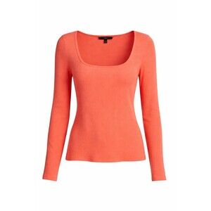 Banana Republic Ribbed Knit Top Medium Square Neck Coral NWT